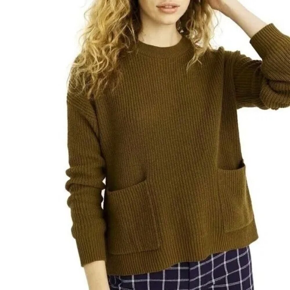 MADEWELL Patch Pocket Olive Sweater Size XS